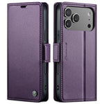 Pebbled Leather Magnetic Flip Wallet Case with Foldable Kickstand for iPhone 18 Series