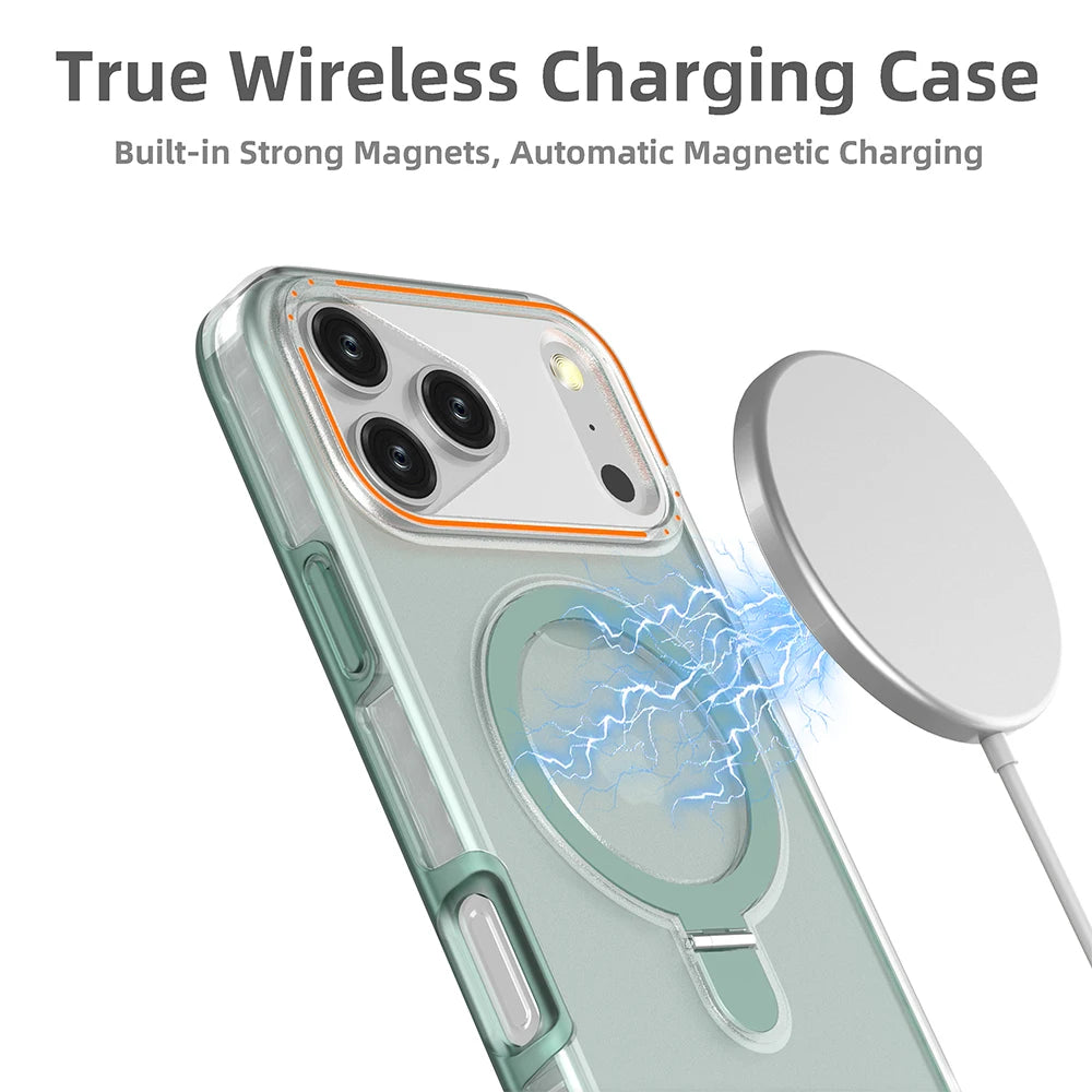 Multifunction MagSafe Matte Phone Case with Ring Stand for iPhone 17 Series
