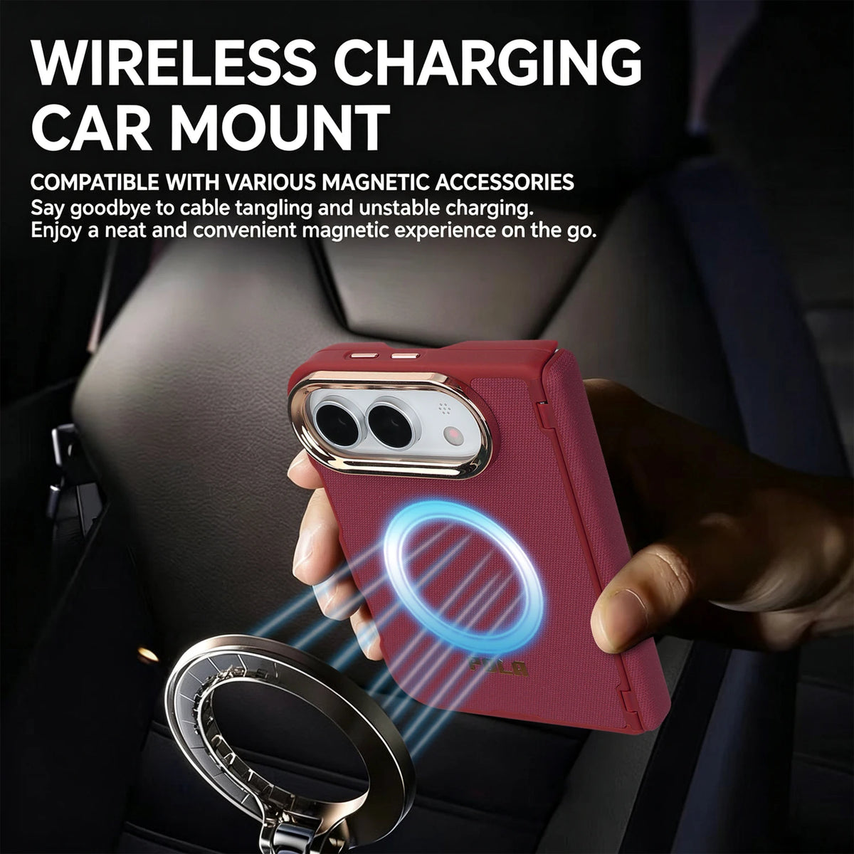 Textured Fabric Hinge Protection Case with MagSafe Attachment for iPhone Duo