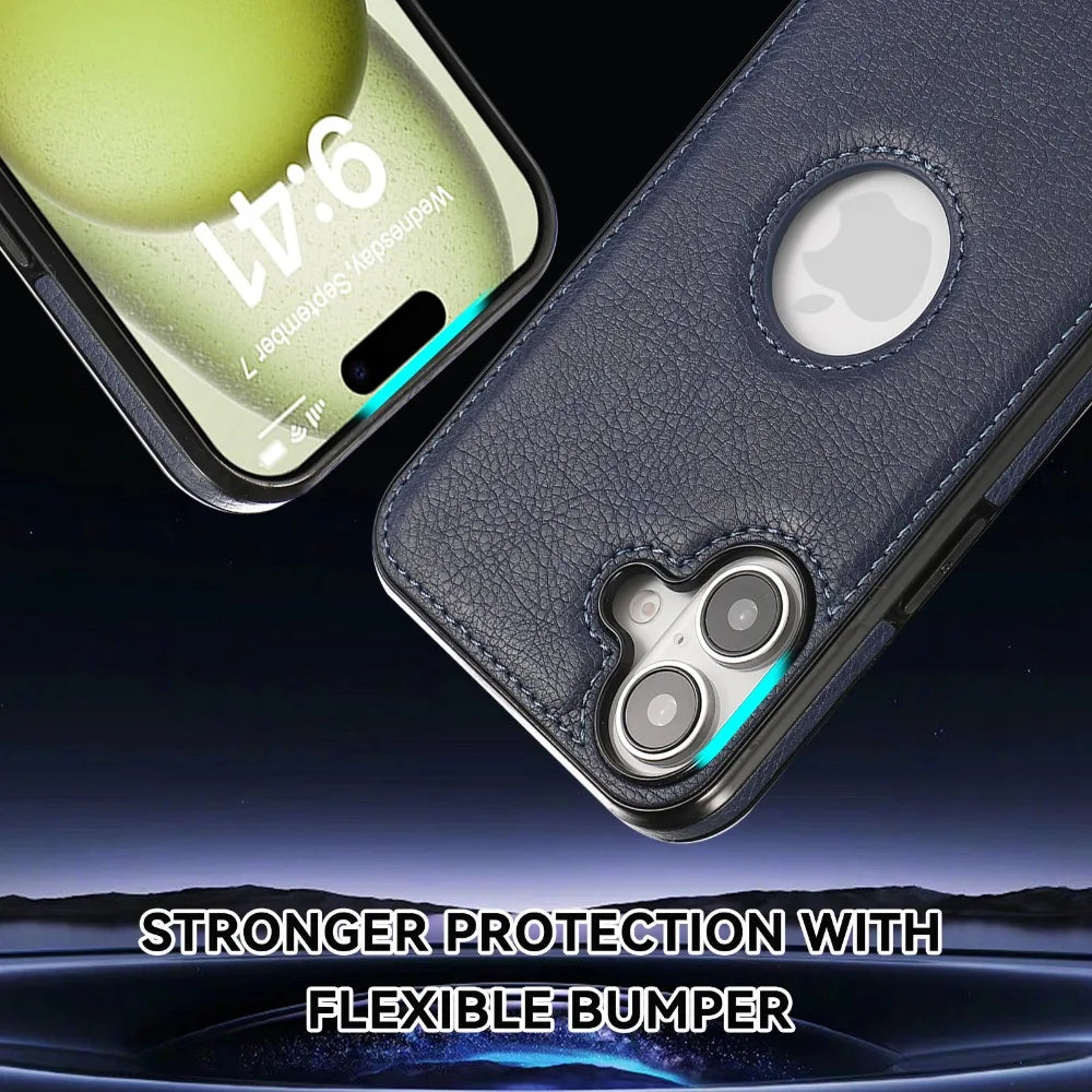 Retro Leather Shockproof Phone Case for iPhone 16 Series