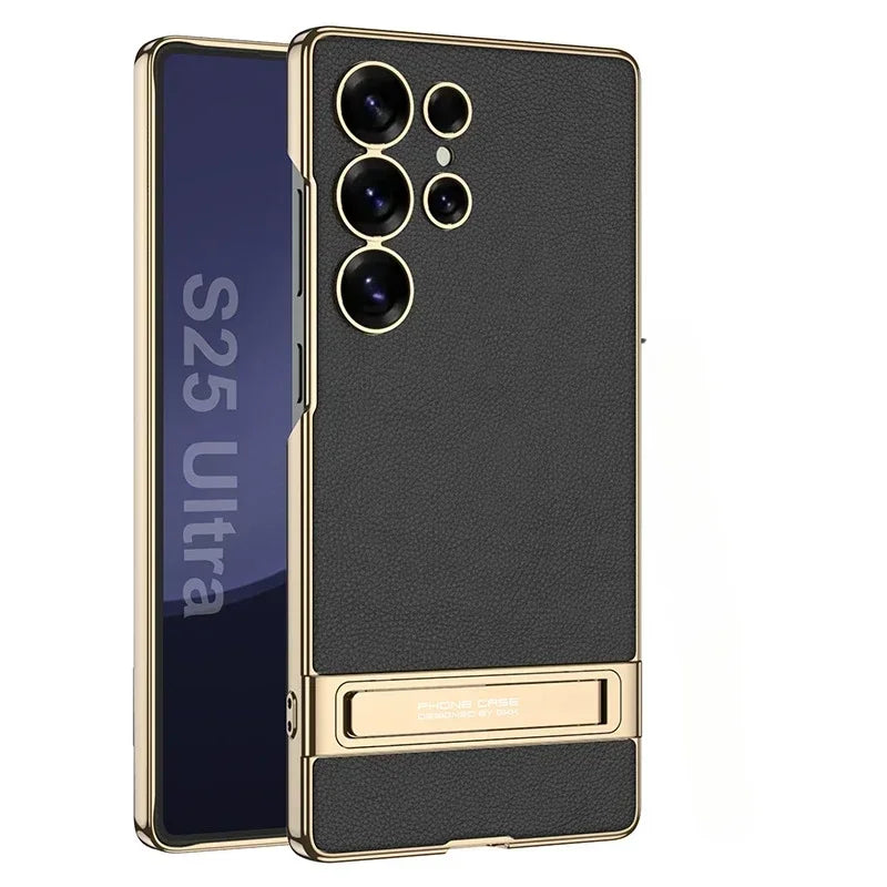 Shockproof Electroplated Leather Case for Samsung Galaxy S25 Ultra