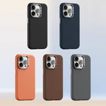 Luxury Magnetic Plain Leather Case with Wireless Charging Support for iPhone 15 Series