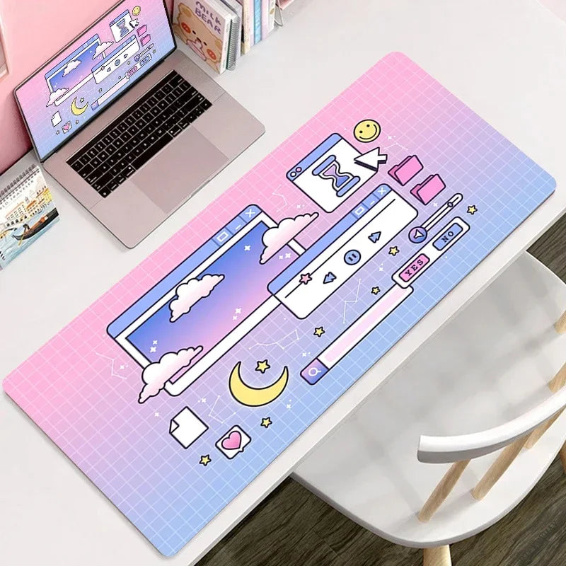 Large Format Vaporwave Kawaii Desk Mouse Pad