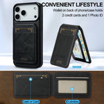 Shockproof Leather Detachable MagSafe Wallet Case with Foldable Stand for iPhone 18 Series