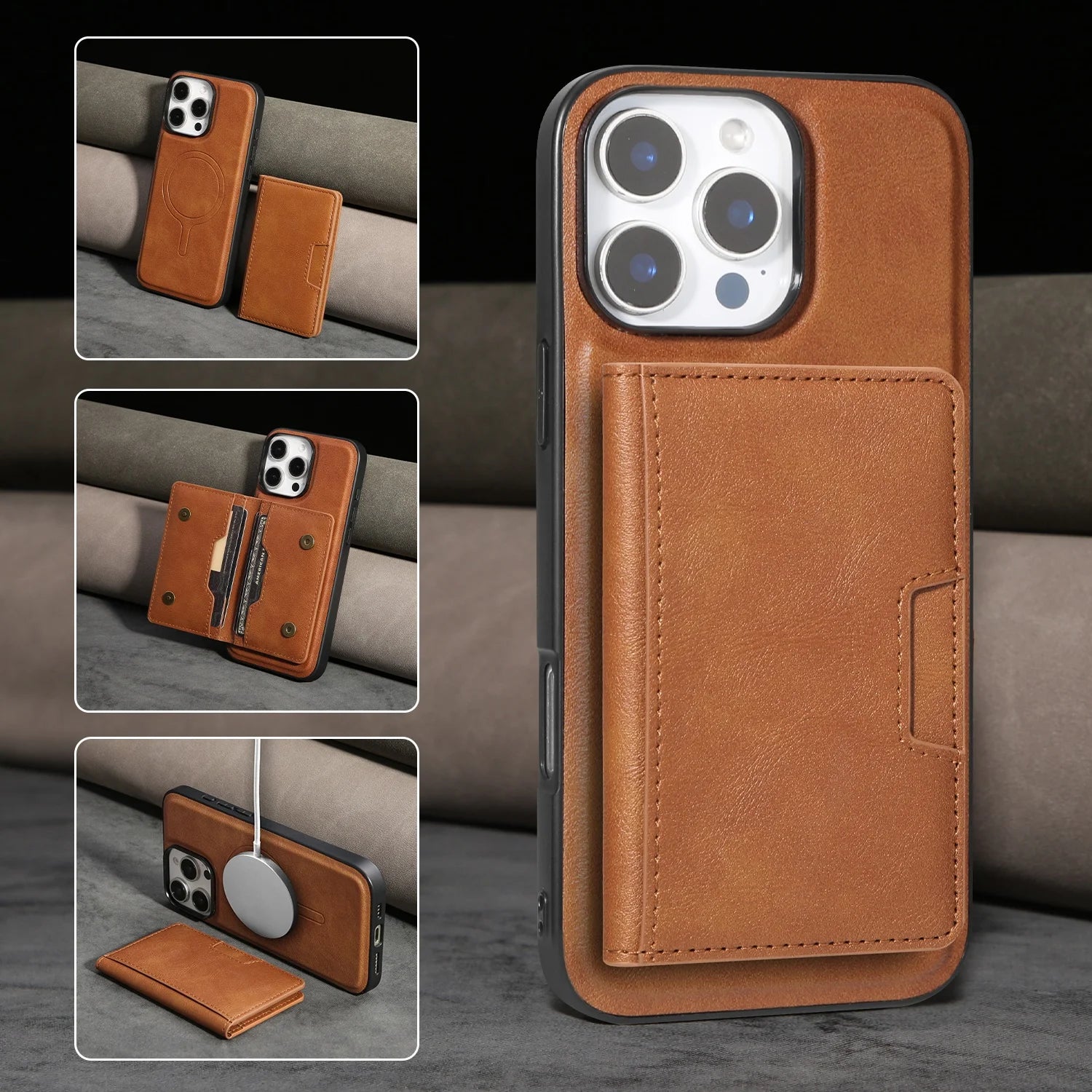 2-in-1 Magnetic Leather Wallet Case for iPhone 16 Series
