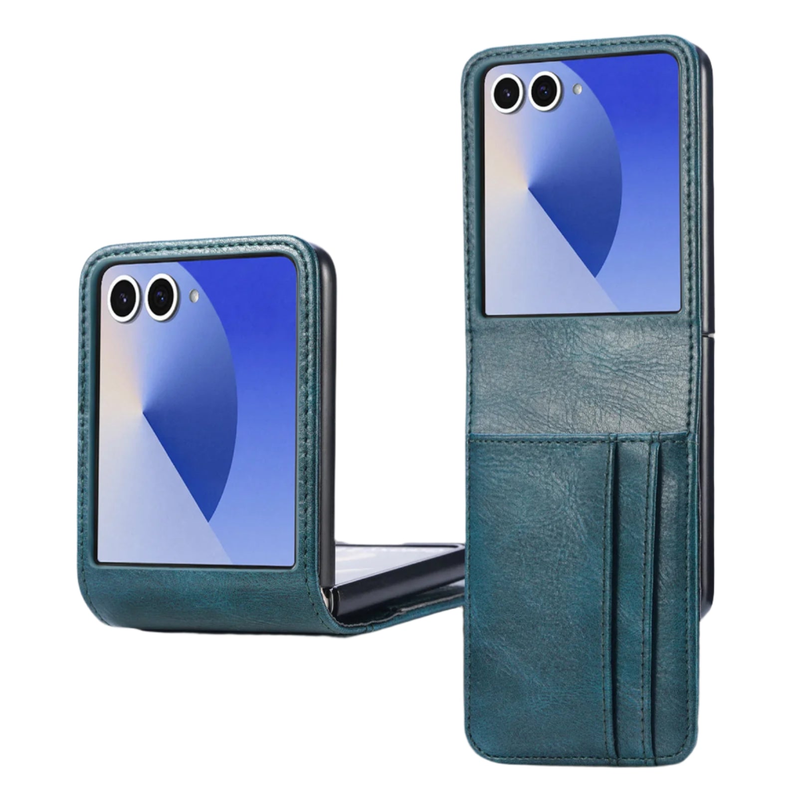 Samsung Galaxy Z Flip 7 PU Leather Protective Case with Built-in Card Holder