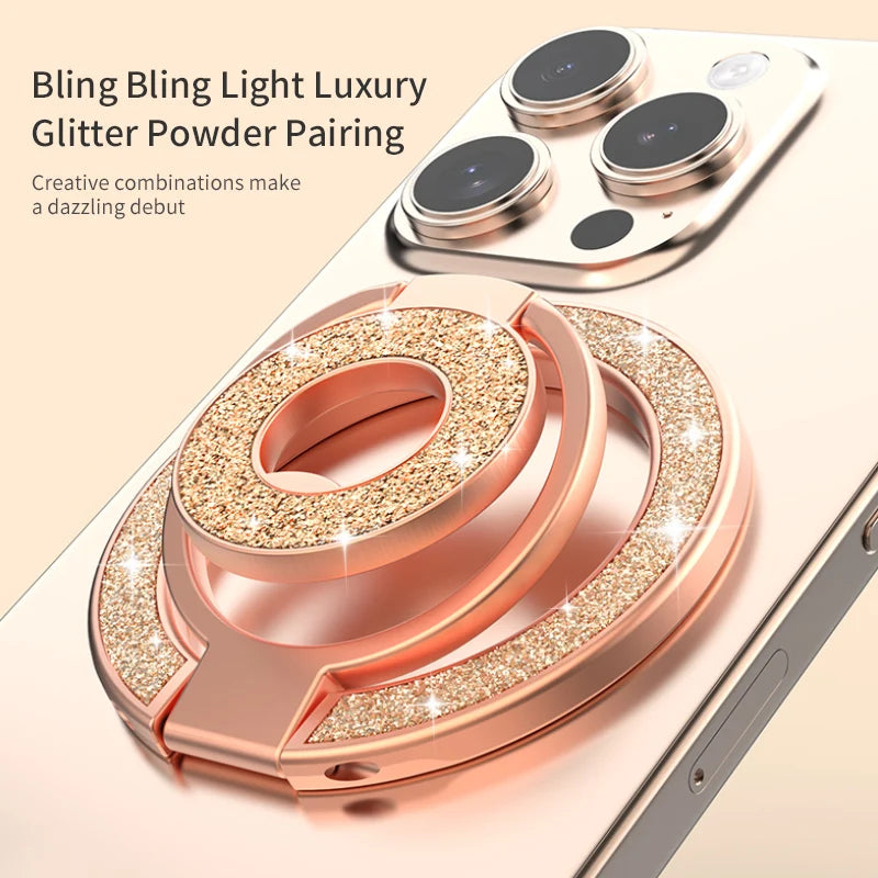 Universal Magnetic Phone Grip and Kickstand with Double-Sided Ring