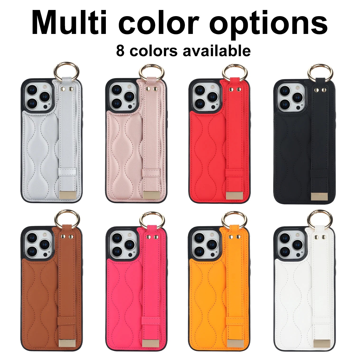 Shockproof Leather Phone Case with Wrist Strap & Ring for iPhone 16 Series