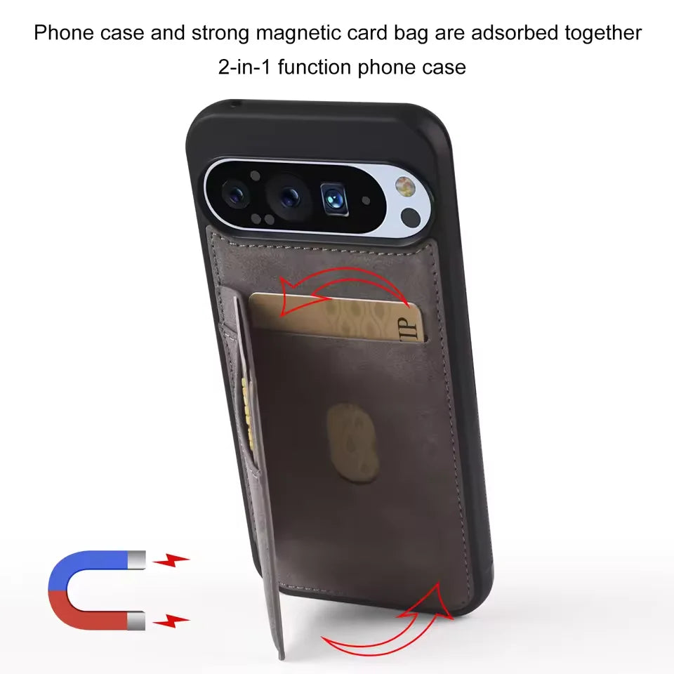 Google Pixel 9 Series Protective PU Leather Case with Card Slot