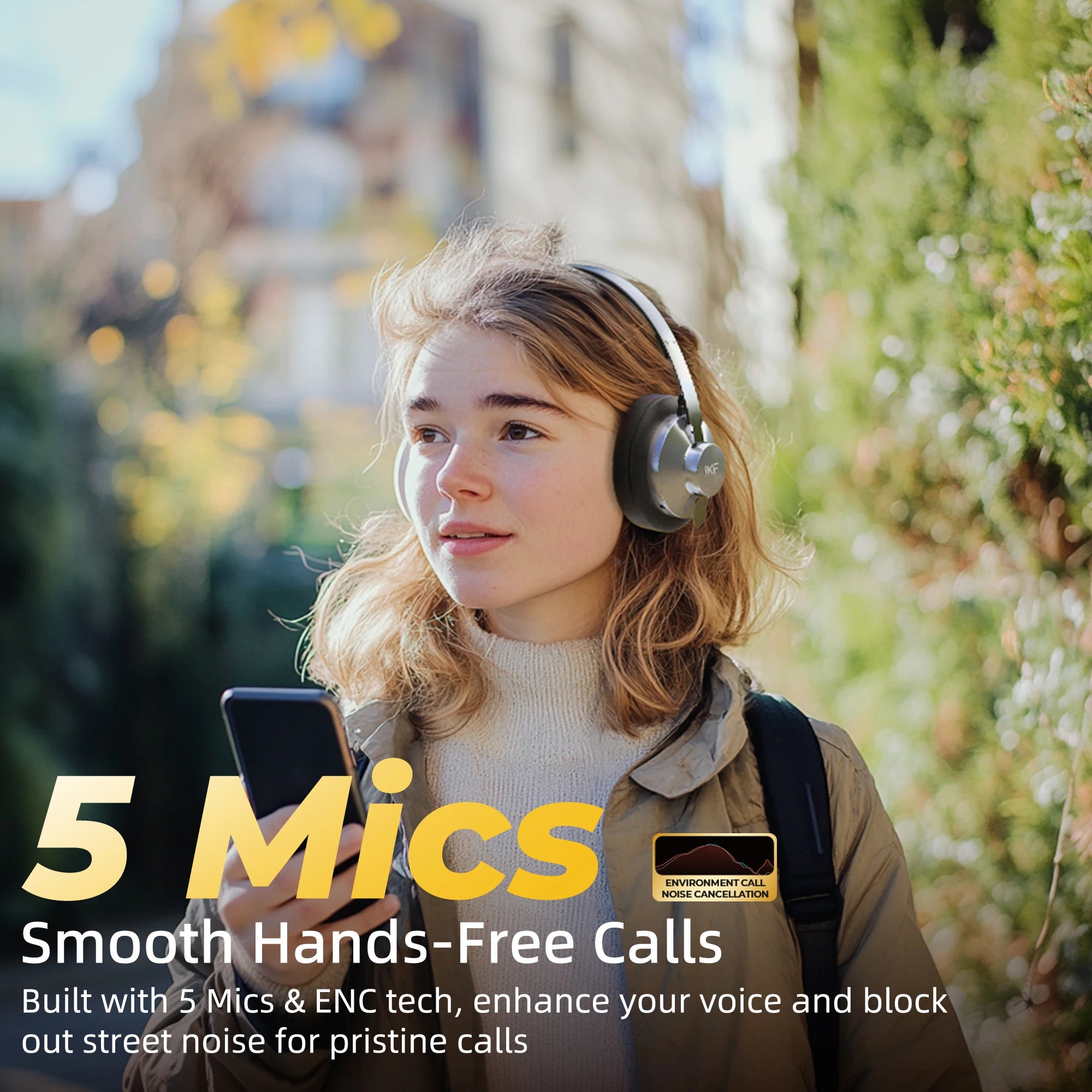 iKF Metal Over-Ear ANC Bluetooth Headphones