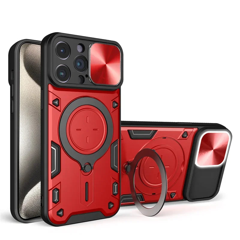 iPhone 16 Series Luxury Armor Magnetic Case with Slide Camera Protection