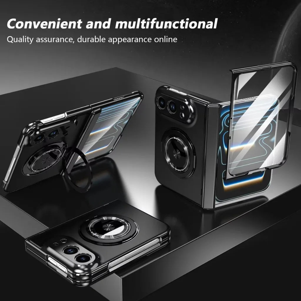 Shockproof Hard PC MagSafe Case with 360° Rotating Ring Stand for iPhone Duo