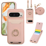 Lychee Grain Leather Lanyard Case with Card Holder and Ring for Google Pixel 9 Series