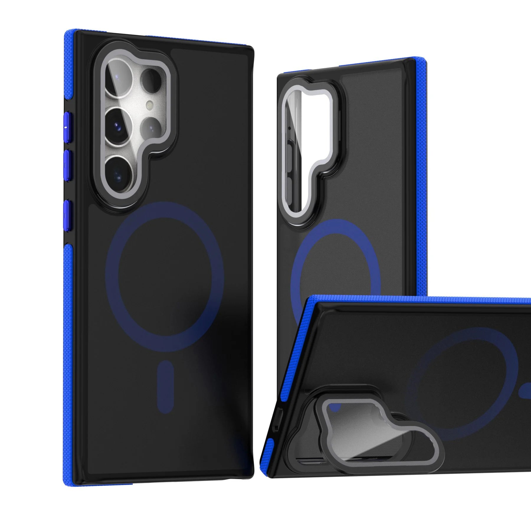 Translucent Matte Magnetic Case with Lens Protector and Stand for Samsung Galaxy S25 Series