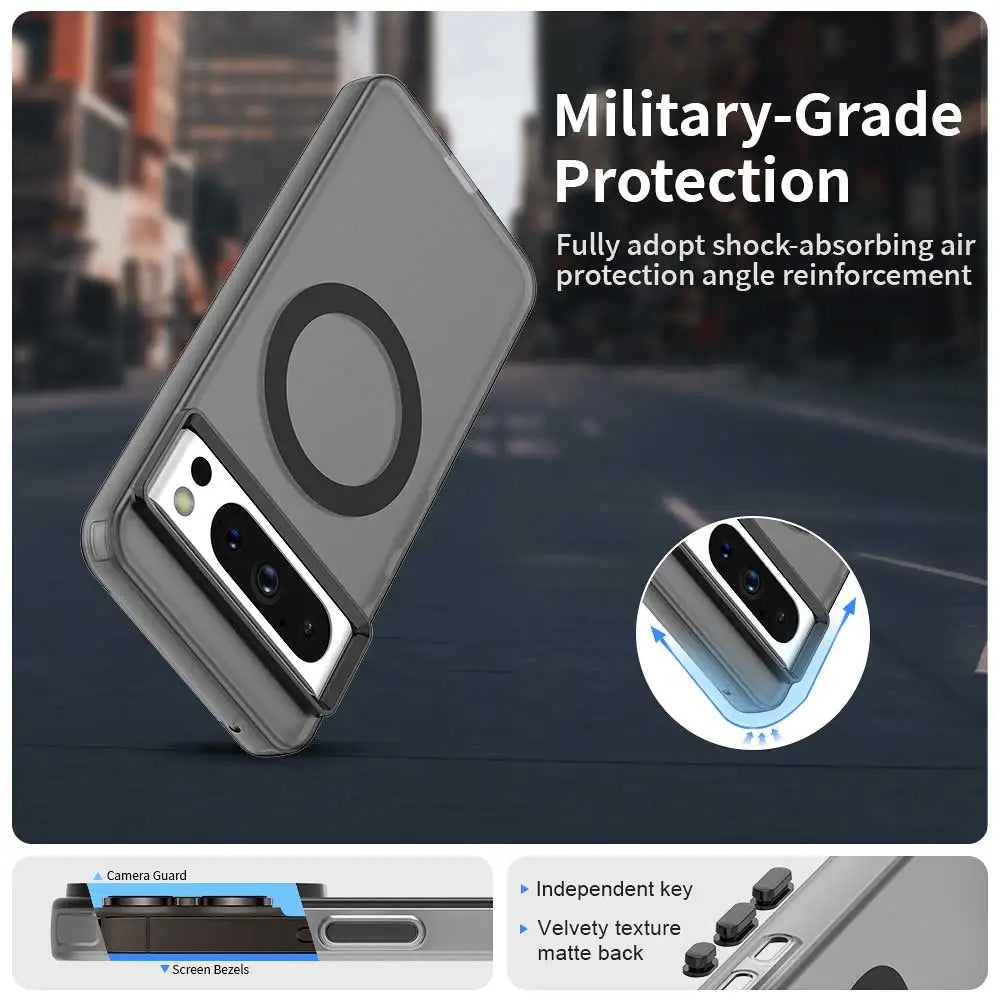 Matte Military-Grade Shockproof Magnetic Case for Google Pixel 9 Series