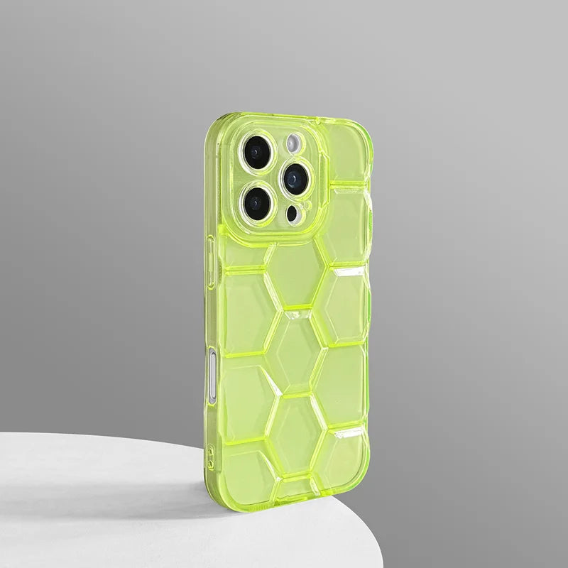 Hexagonal Texture Translucent Soft TPU Case for iPhone 16 Series
