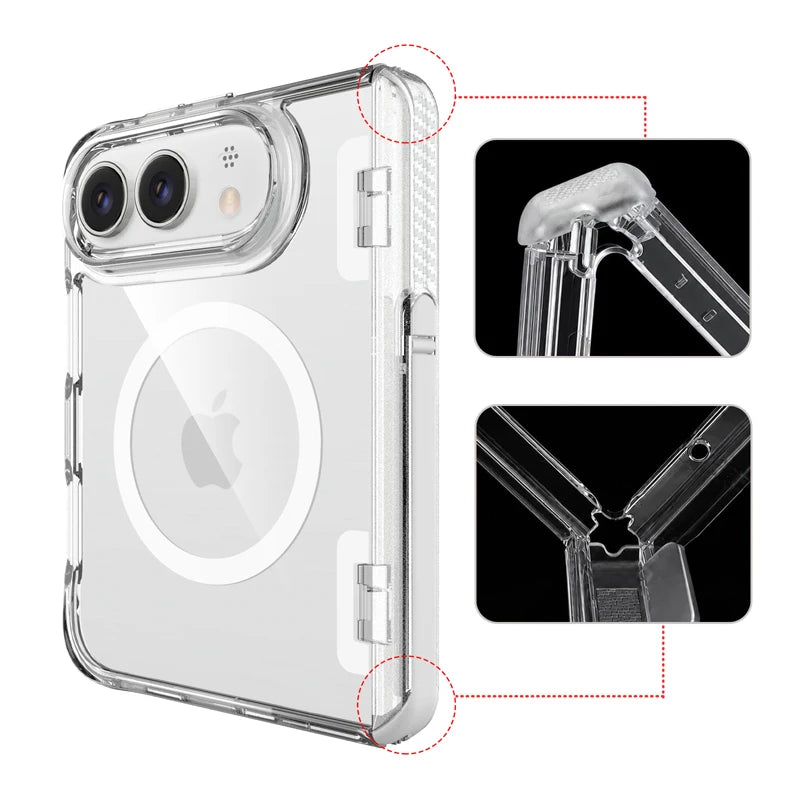 Transparent Kickstand Case with Magnetic Alignment Ring for iPhone Duo