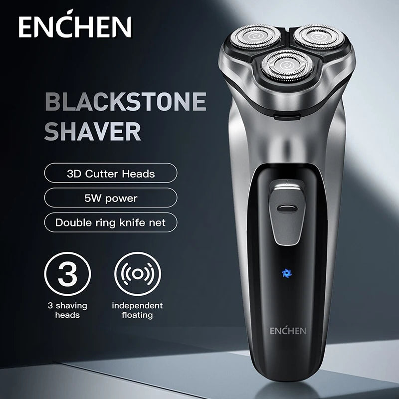 ENCHEN Blackstone USB-C Rechargeable Electric Shaver with 3D Rotary Blades