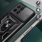 Shockproof Armor Magnetic Case with Slide Camera Cover & Ring Holder for Xiaomi 14T Series