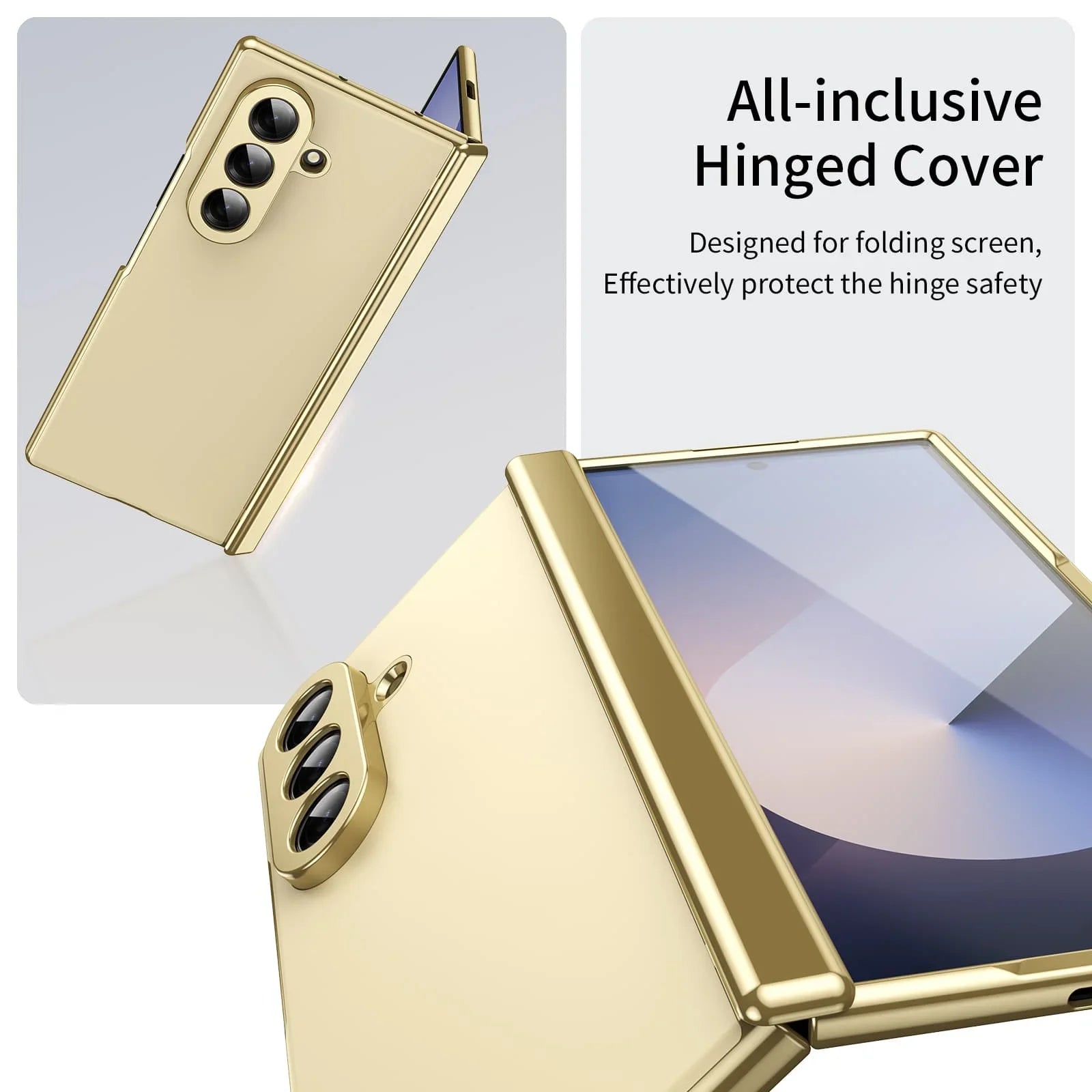 Samsung Galaxy Z Fold7 Matte Leather Case with Gold Edges & Durable Film