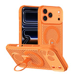 iPhone 17 Series Hollow Honeycomb PC Case with 360° MagSafe Bracket Stand