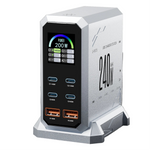 240W GaN charger with multiple output ports on a marble surface, featuring the brand 'ASOMETECH'.