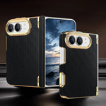Leather Hinge Protection Case with Raised Camera Ring for iPhone Duo