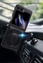 Samsung Galaxy Z Flip 6 Leather Magnetic Phone Case with Ring Holder