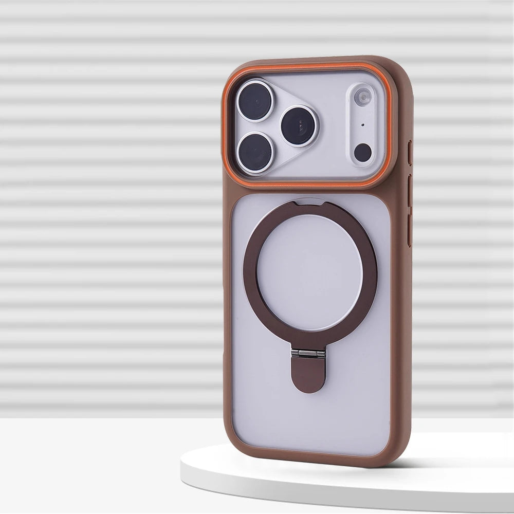 Shockproof Translucent MagSafe Kickstand Case with Raised Camera Ring for iPhone 18 Series