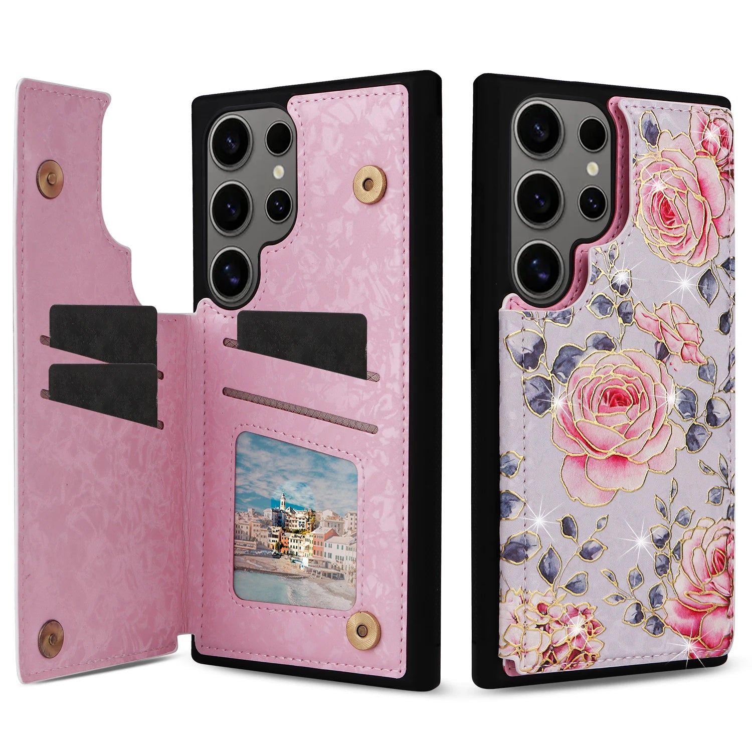 Floral Embossed Leather Wallet Case for Samsung Galaxy S25 Series