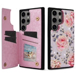 Floral Embossed Leather Wallet Case for Samsung Galaxy S24 Series