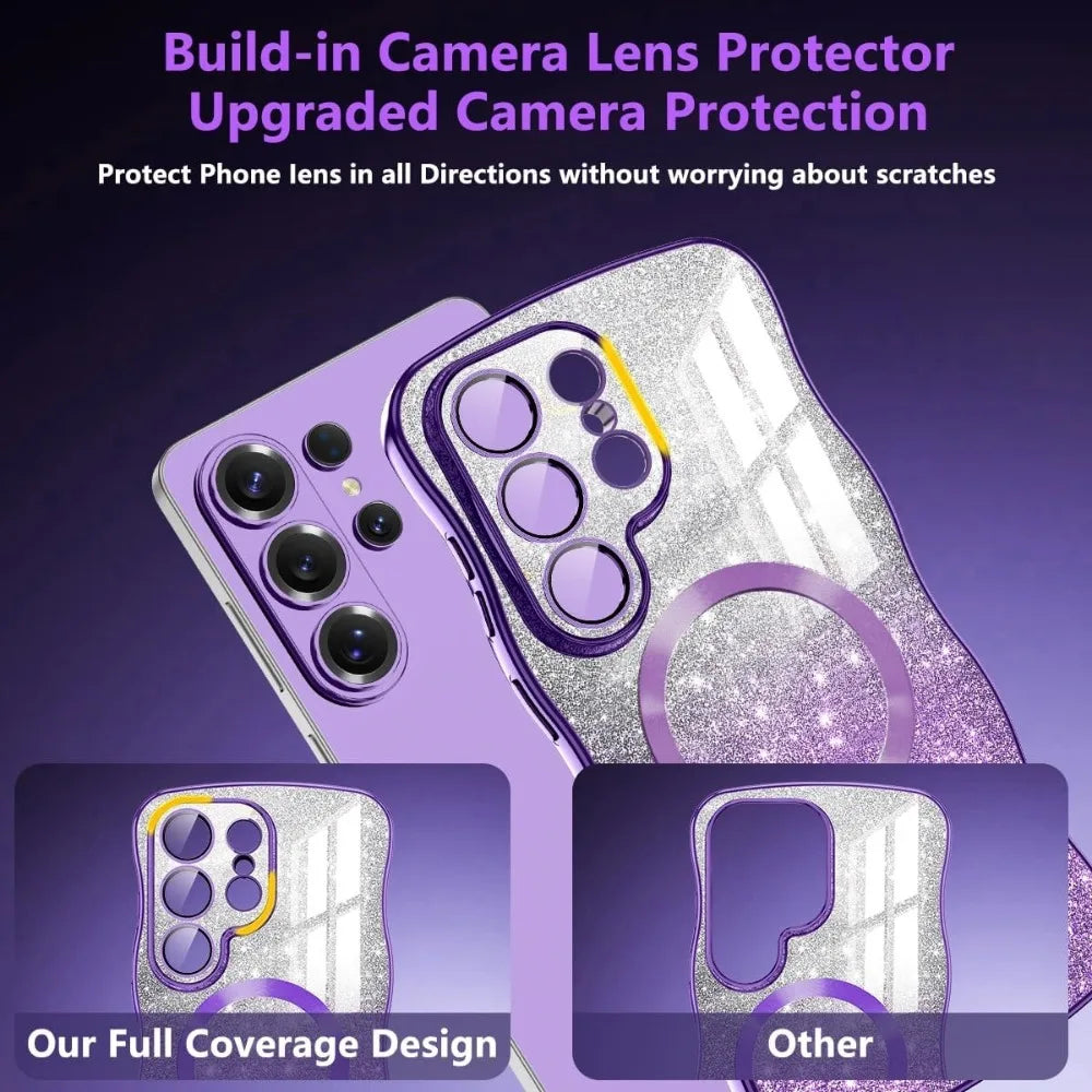 Glitter Wave Frame Magnetic TPU Case for Samsung Galaxy S26 Series
