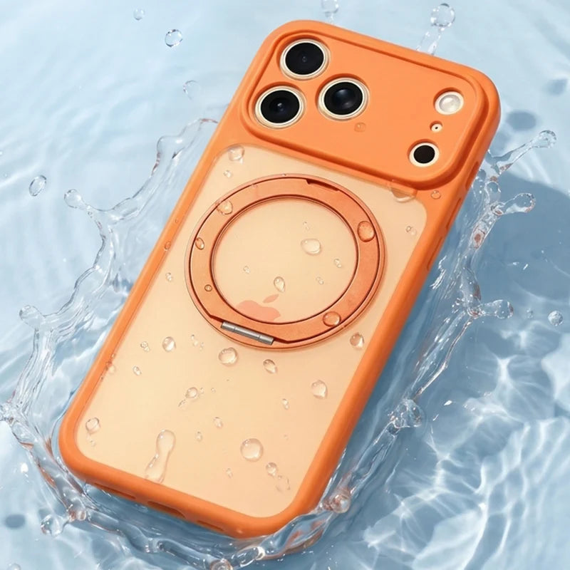 Translucent MagSafe Case with 360° Rotating Ring Stand for iPhone 17 Series