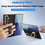 Samsung Galaxy Z Fold 7 Leather Case with 360° Rotating Stand & Strap