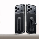 Luxury Business Leather Case with Alloy Kickstand and Wrist Strap for iPhone 17 Series