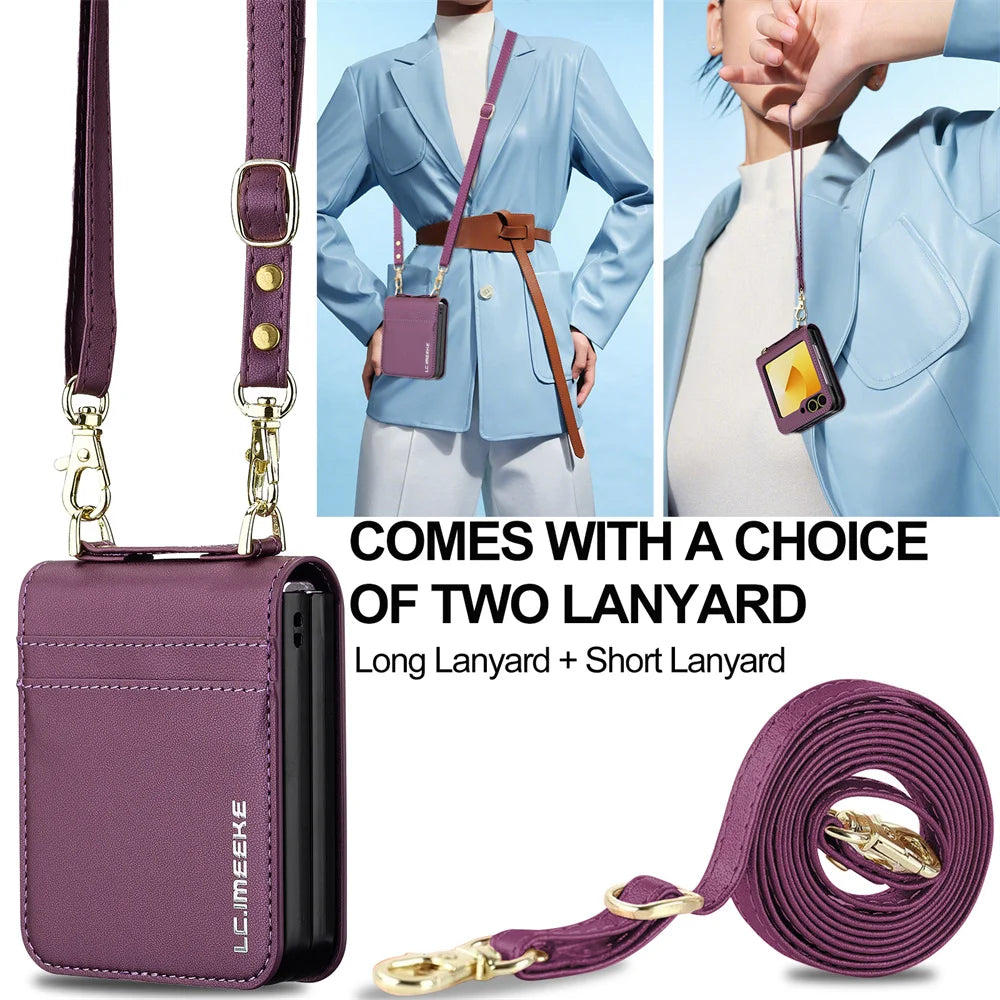 Leather Crossbody Wallet Case for Samsung Galaxy Z Flip 5