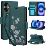 Premium Leather Flip Case with Card Slots & Wrist Strap for iPhone 16 Series