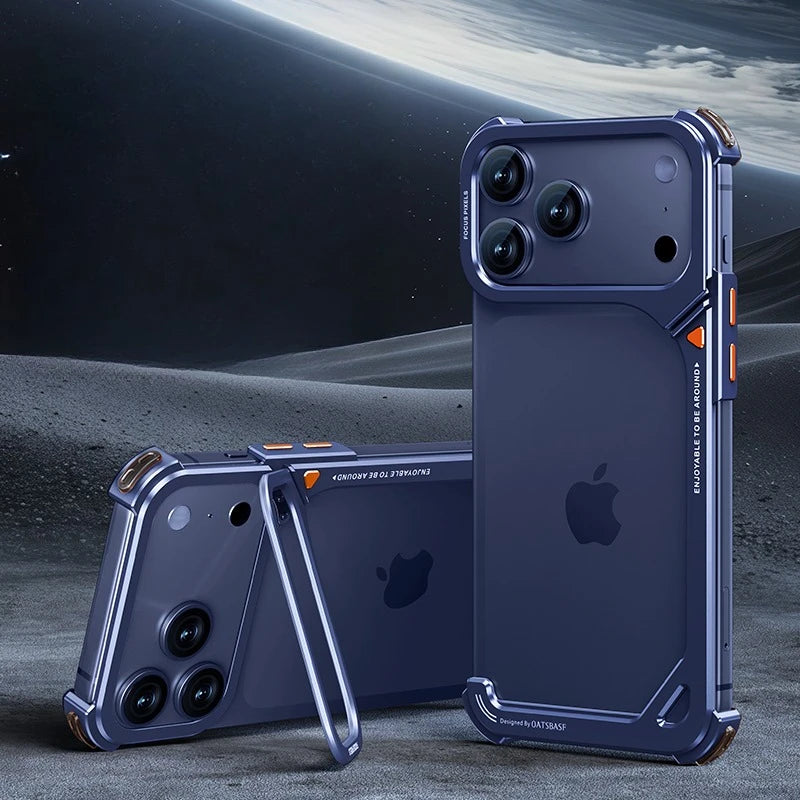 iPhone 17 Series 9-Shaped Minimalist Shockproof Bumper Case with Stand