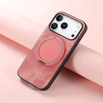 Skin-Feel Leather Case with 360° Rotating Ring for iPhone 17 Series