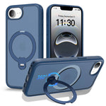 MagSafe Compatible Frosted Case with Metal Ring Stand for iPhone 16e