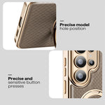 Shockproof Leather Magnetic Case with Rotating Bracket for Samsung Galaxy S26 Series