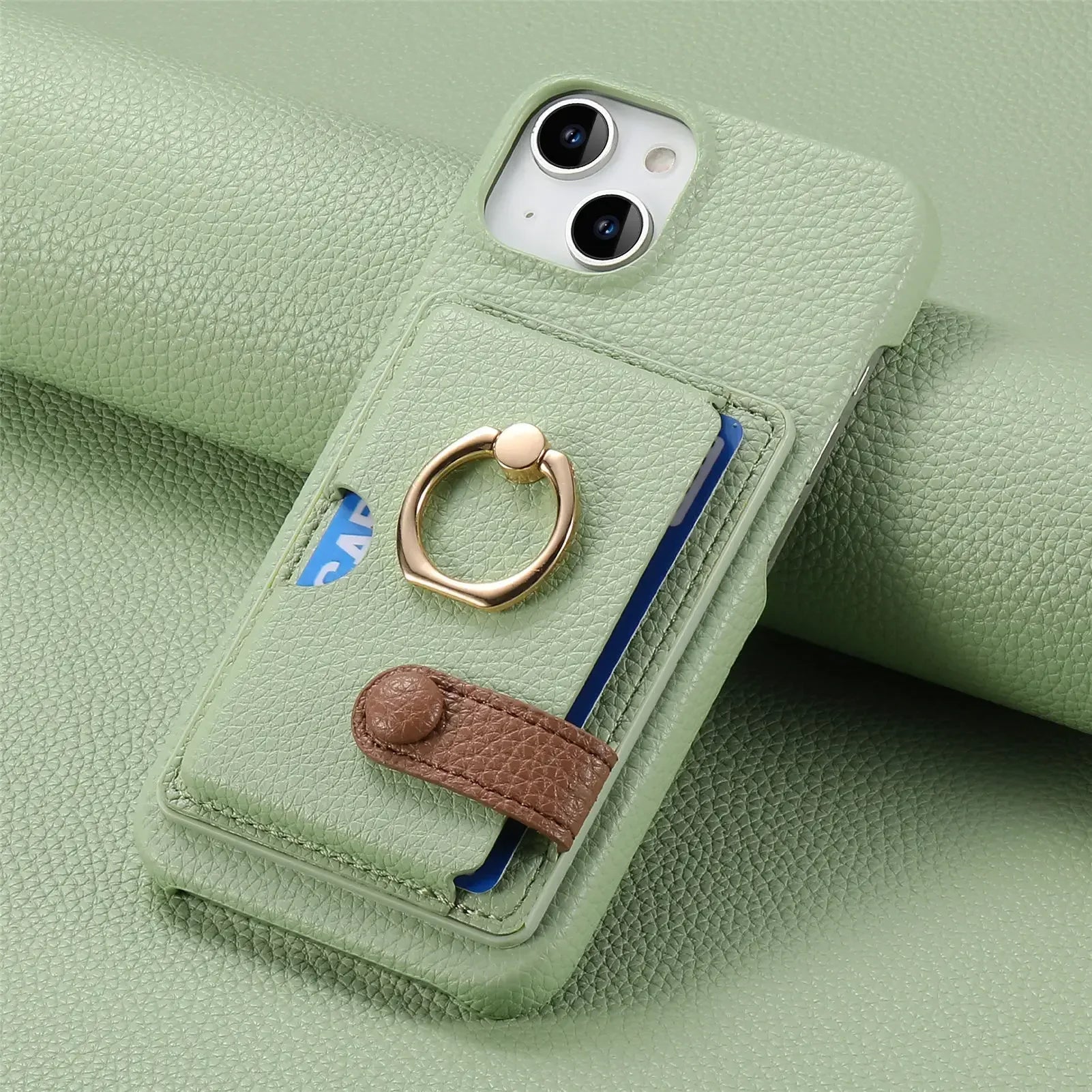 Shockproof Leather Wallet Case with Card Holder for iPhone 15 Series