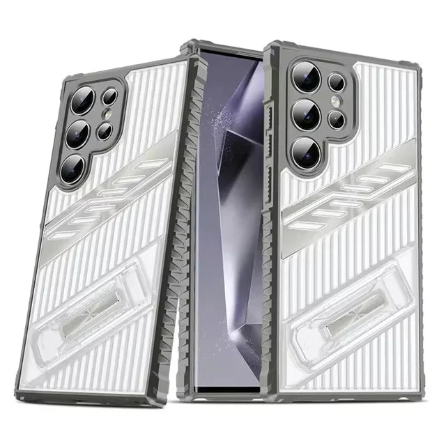 Samsung Galaxy S24 Series Heavy-Duty Armor Shockproof Case with Kickstand