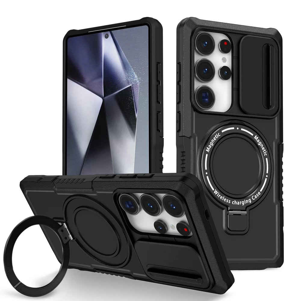 Shockproof Magnetic Case Ring with Camera Protection Cover for Samsung Galaxy S25 Ultra