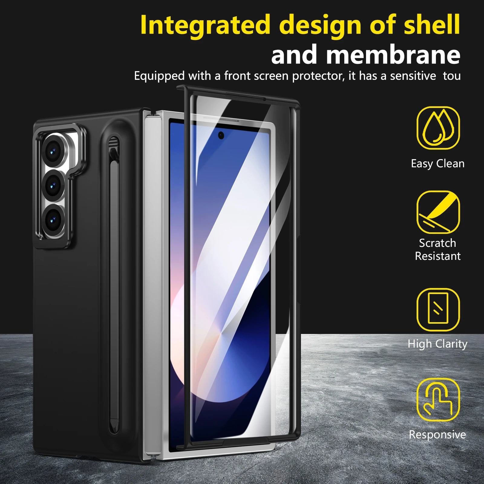 Samsung Galaxy Z Fold 6 Metal Lens Holder Case with S Pen Slot