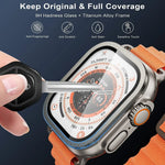 Tempered Glass Screen Protector with Metal Bumper and Aluminum Alloy Bezel for Apple Watch Ultra
