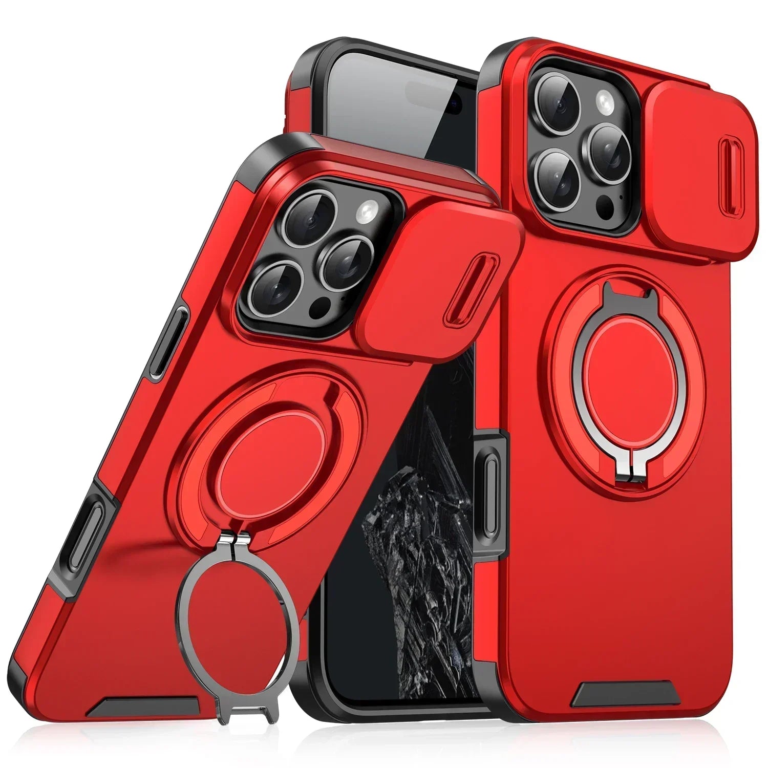 Shockproof Armor Magnetic Case with Slide Camera Protection for iPhone 16 Series
