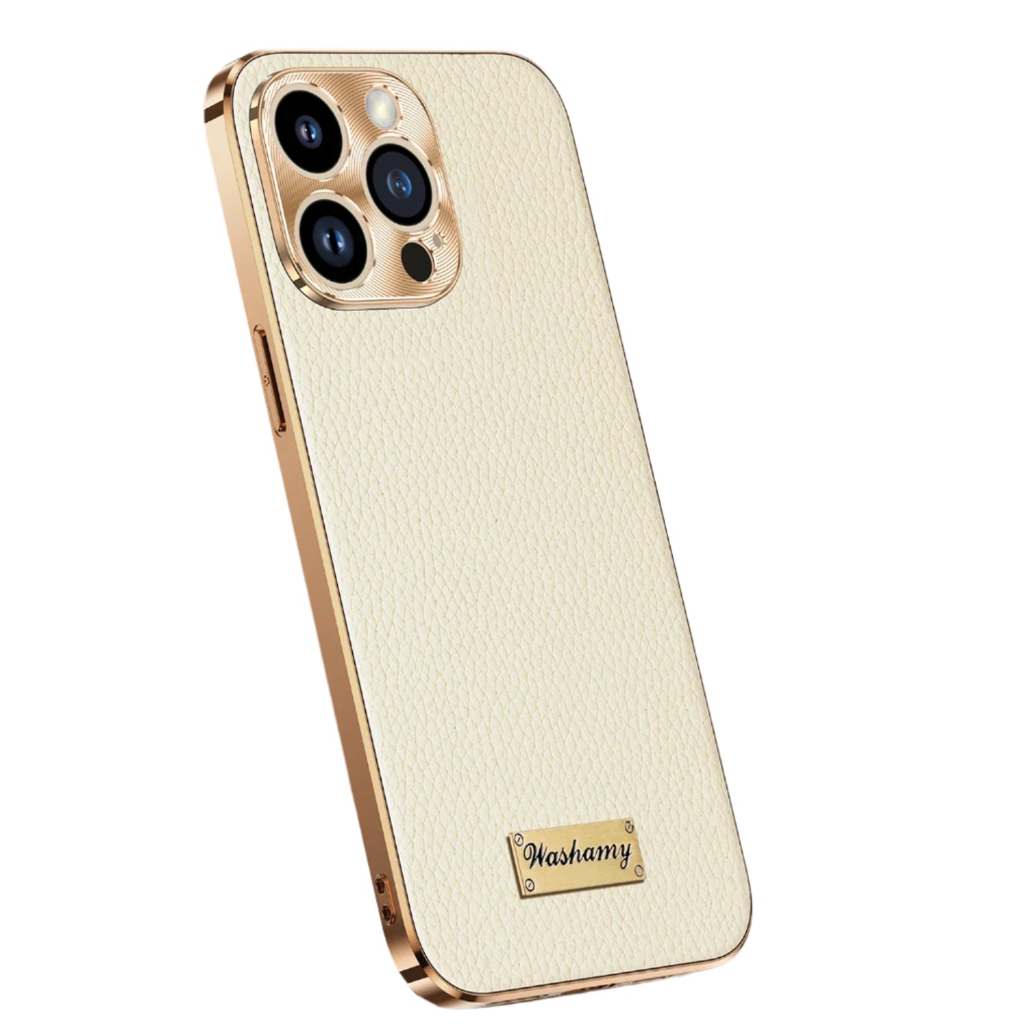 Luxury Genuine Leather Matte Case with Soft Plated Border for iPhone 16 Series