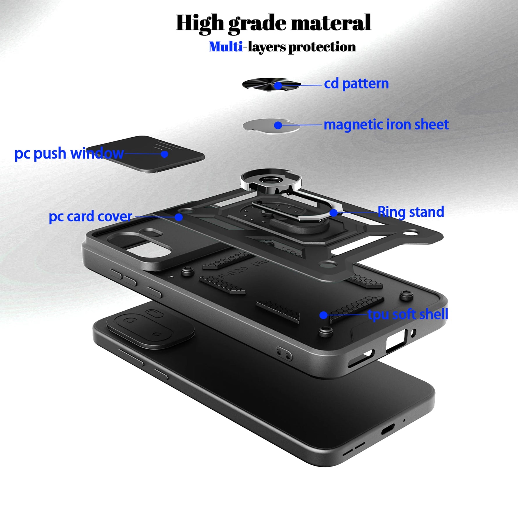 OnePlus 15R Rugged Protective Case with Ring Stand