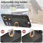 Leather Card Holder Case with 360° Rotating Ring Kickstand for Samsung Galaxy S26 Series